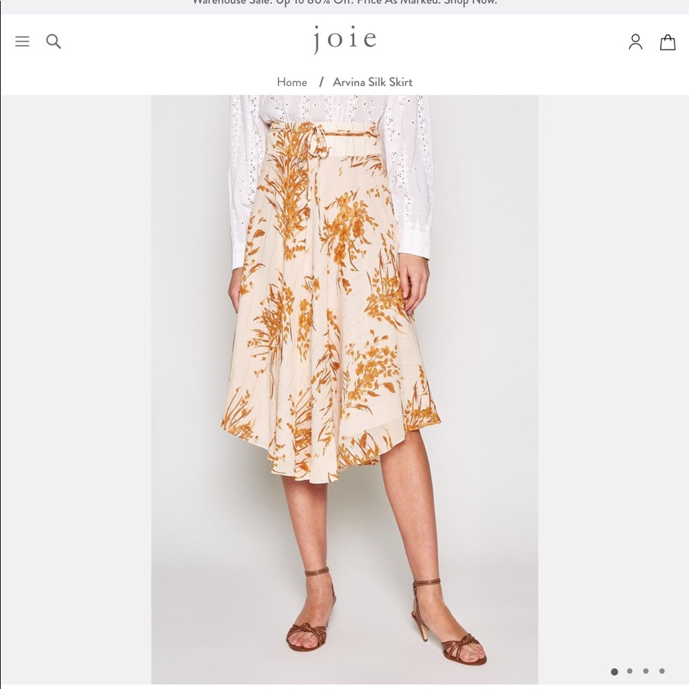 NWT Joie Arvina silk peach floral skirt. Size 6